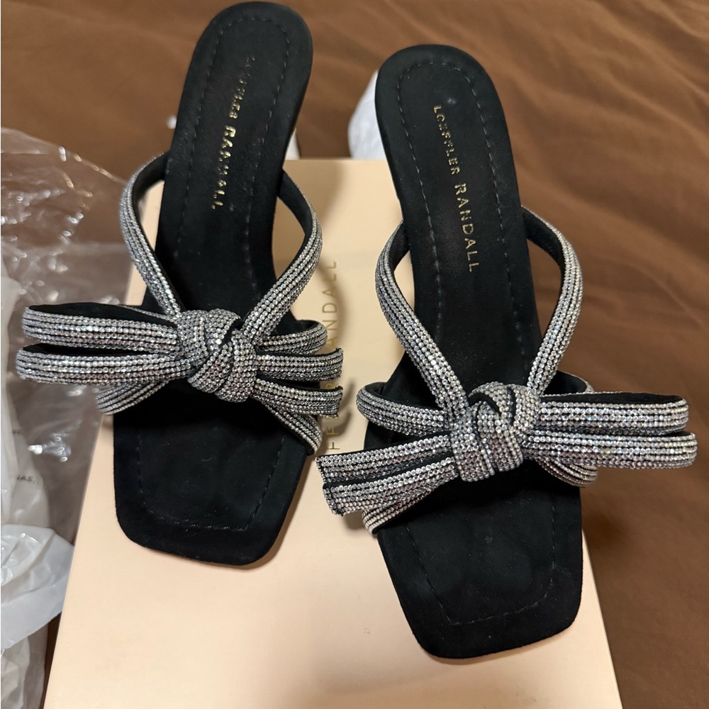 Loeffler Randall Black and Silver Knotted Heels